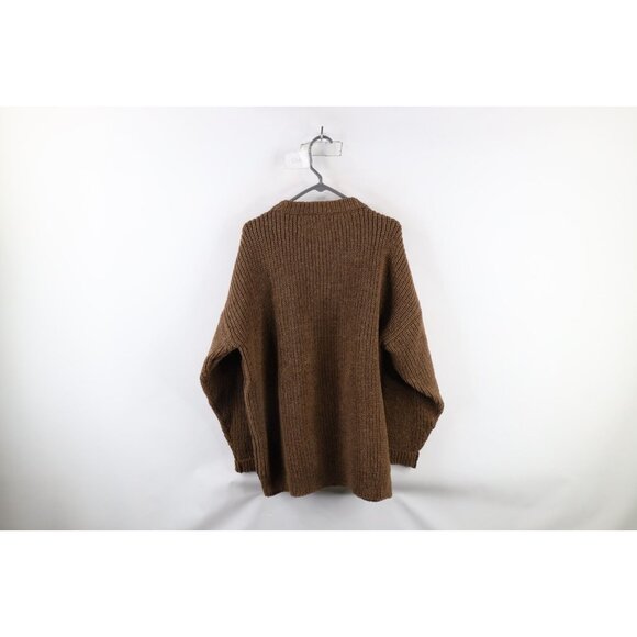 Vintage 60s 70s Rockabilly Mens 2XL Distressed Chunky Wool Ribbed Knit Sweater - Picture 6 of 8